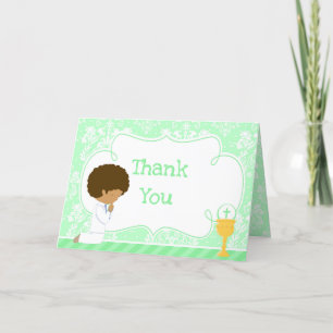 African American Boy First Communion 'Thank You' Thank You Card