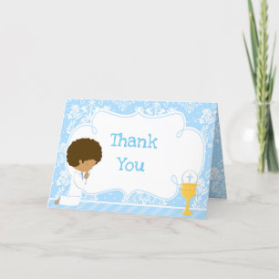 African American Boy First Communion 'Thank You' Thank You Card