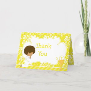 African American Boy First Communion 'Thank You' Thank You Card