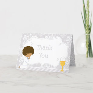 African American Boy First Communion 'Thank You' Thank You Card