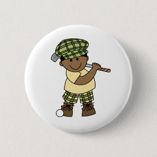 African American Boy Golfer 6 Cm Round Badge