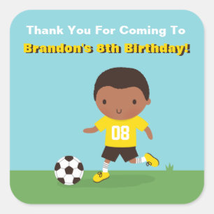 African American Boy Soccer Birthday Party Sticker