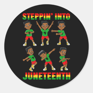 African American Boys Kids Stepping Into Juneteent Classic Round Sticker
