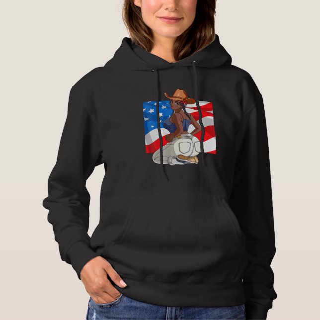 African American Braids 4th Of July Black American Hoodie (Front)