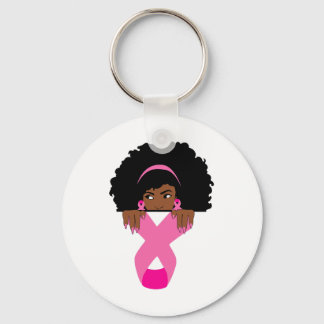 African American Breast Cancer Awareness Black Wom Key Ring