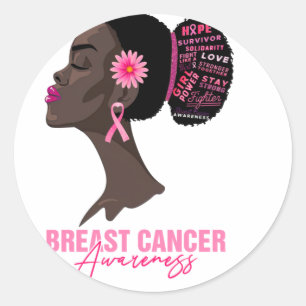 African American Breast Cancer Awareness Woman Classic Round Sticker