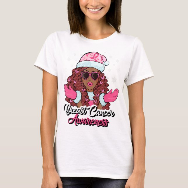 African American Breast Cancer Awareness Woman  T-Shirt (Front)