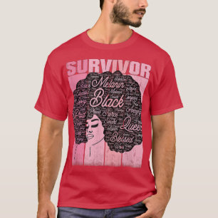 African American Breast Cancer Survivor Afro Words T-Shirt