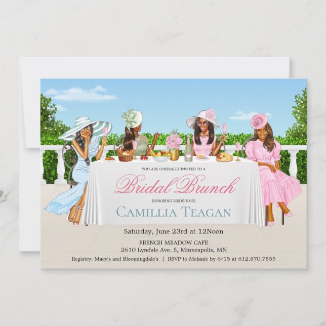 African American Bridal Brunch Party Invitation (Front)