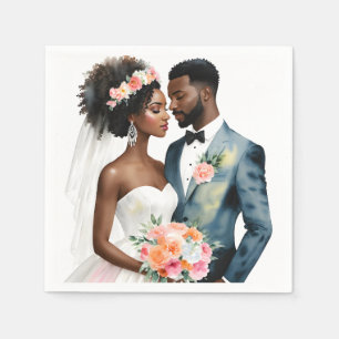 African American Bridal Couple Napkin