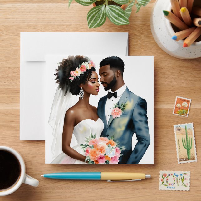 African American Bridal Couple Wedding Envelope (Desk)