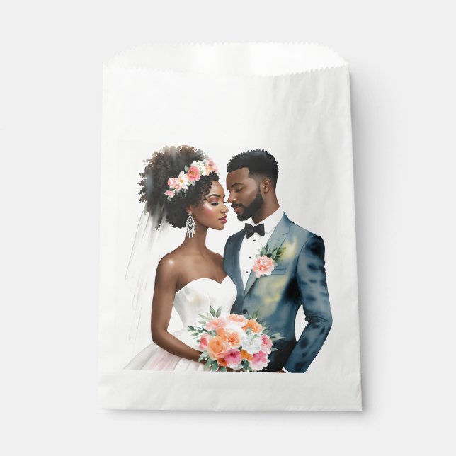 African American Bridal Couple Wedding Favour Bags (Front)