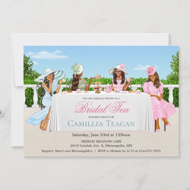 African American Bridal Tea Party Invitation (Front)
