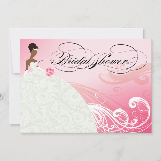 AFRICAN AMERICAN BRIDE Bridal Shower | baby pink Invitation (Front)