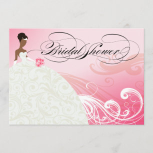 AFRICAN AMERICAN BRIDE Bridal Shower   baby pink Invitation