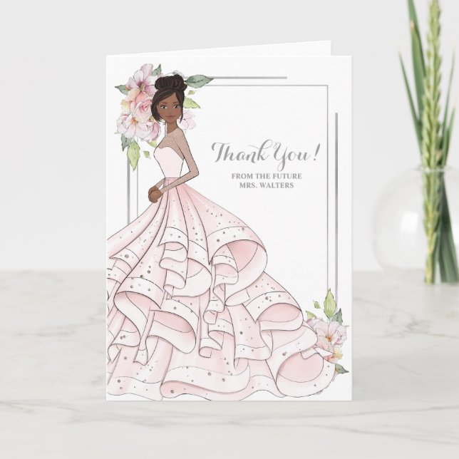 African American  Bride Bridal Shower Future Mrs Thank You Card (Front)