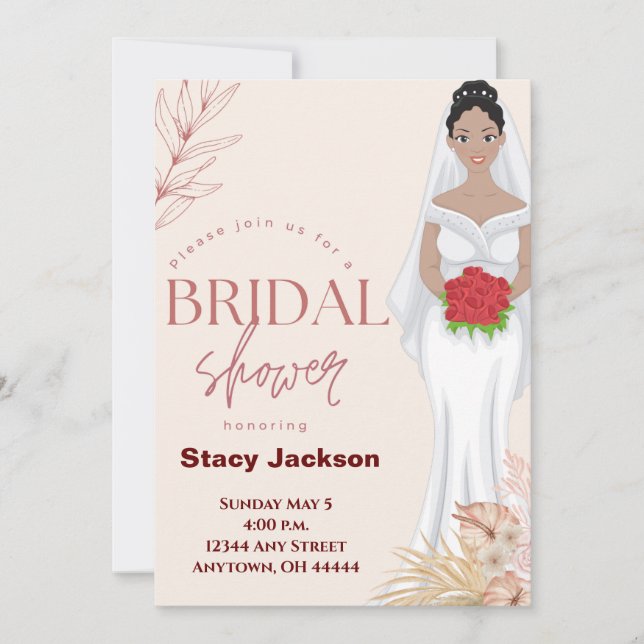 African-American Bride Bridal Shower Invitation (Front)