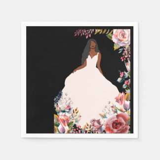 African American Bride Bridal Shower Napkins