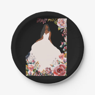 African American Bride Bridal Shower Paper Plate