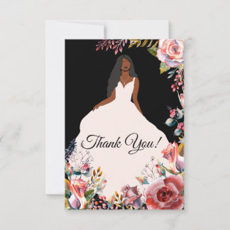 African American Bride Bridal Shower Thank You
