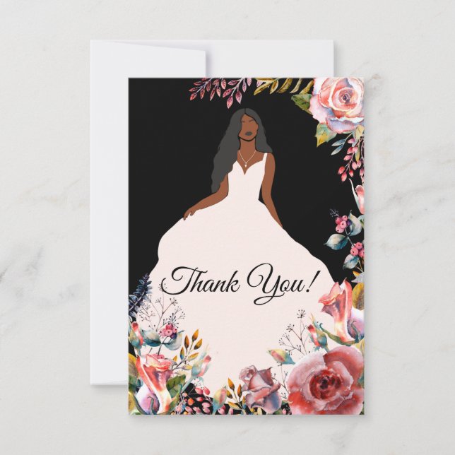 African American Bride Bridal Shower Thank You Card (Front)