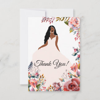 African American Bride Bridal Shower Thank You Card
