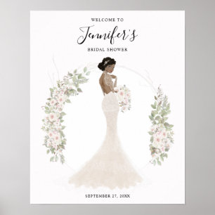 African American Bride Bridal Shower Welcome Sign