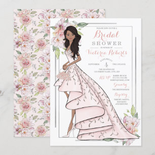 African American Bride Floral Bridal Shower Invitation