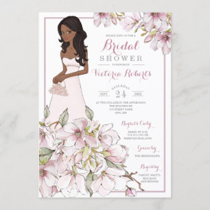 African American Bride Floral Bridal Shower Invitation