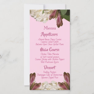 African American Bride & Groom Pink Menus 