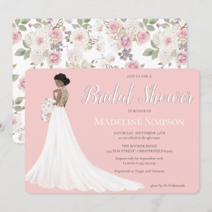 African American Bride Wedding Gown Bridal Shower Invitation