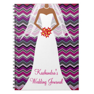African American Bride's ZigZag Journal Notebook
