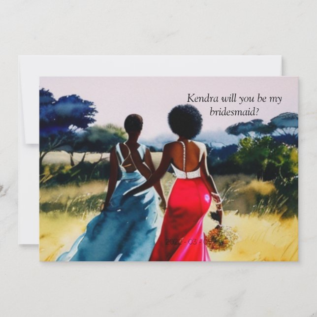 African American Bridesmaid Proposal Invitation (Front)