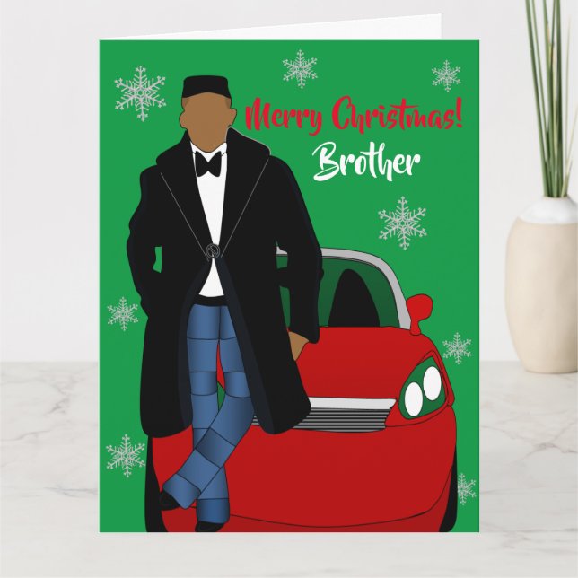 African American Brother Merry Christmas Card (Front)