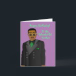 African American Brother Suit & Tie Birthday Card<br><div class="desc">This cool birthday card features an African American male with a grey suit and green tie.  Send a card that's relatable and expresses your message the way you intended.</div>