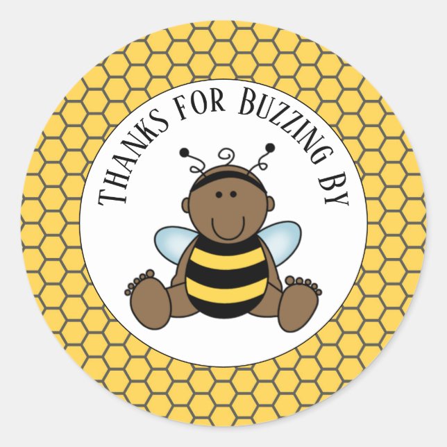 African American Bumble Bee Baby Classic Round Sti Sticker (Front)