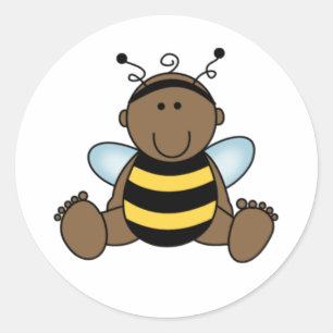 African American Bumble Bee Baby Classic Round Sticker