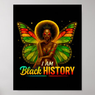 African American Butterfly Kid Girl I Am Black His Poster