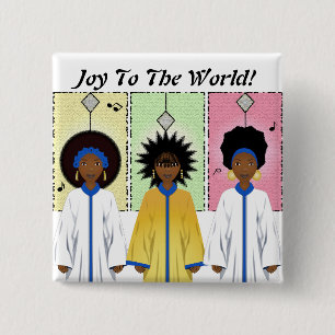 African American Carolers Singers Christmas Choir 15 Cm Square Badge
