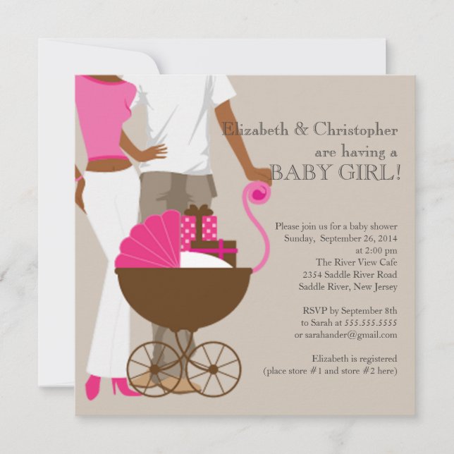 African American Carriage Couple Baby Shower Invitation (Front)