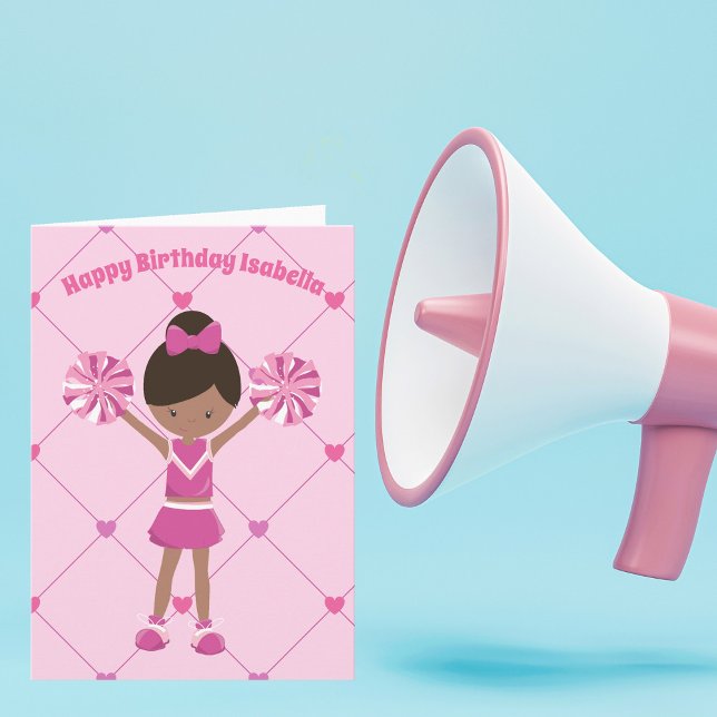 African American Cheerleader Custom Birthday Girl Card (Creator Uploaded)