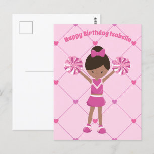 African American Cheerleader Custom Birthday Girl Postcard