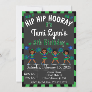 African American Cheerleader Gymnastics Invitation