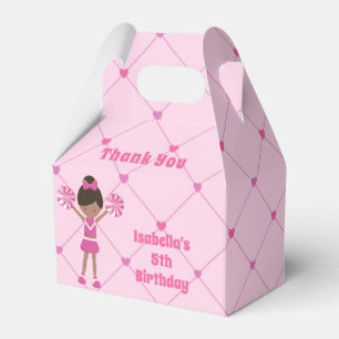 African American Cheerleader Pink Birthday Party Favour Box