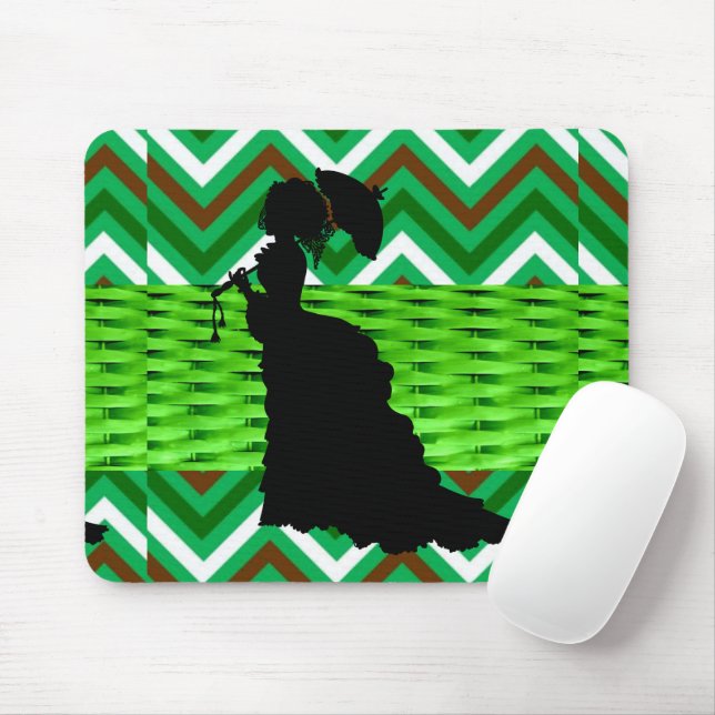 African American Chevron GreenMouse Pad! Mouse Pad (With Mouse)
