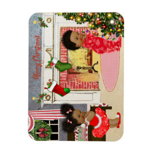 African American Child Christmas Magnet