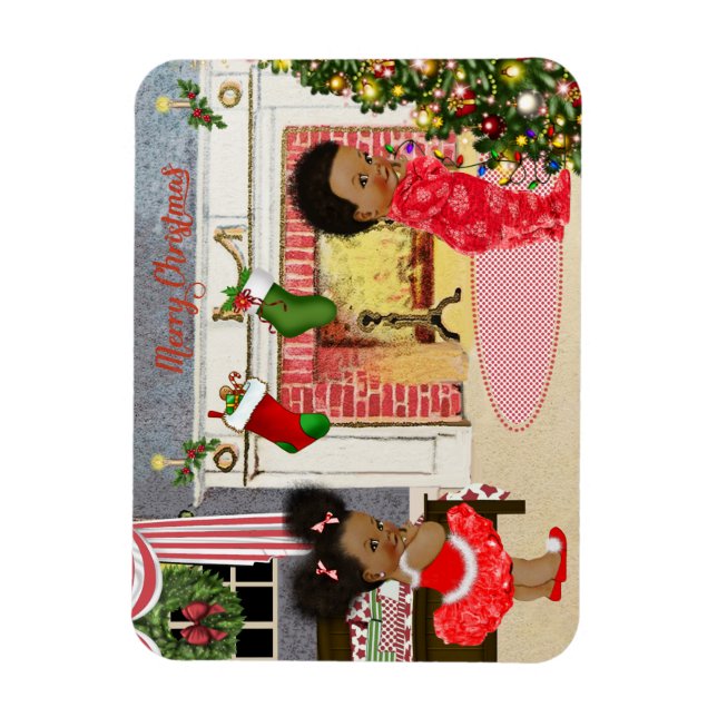 African American Child Christmas Magnet (Vertical)