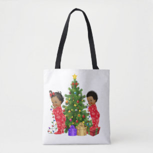 African American Children Christmas Tote