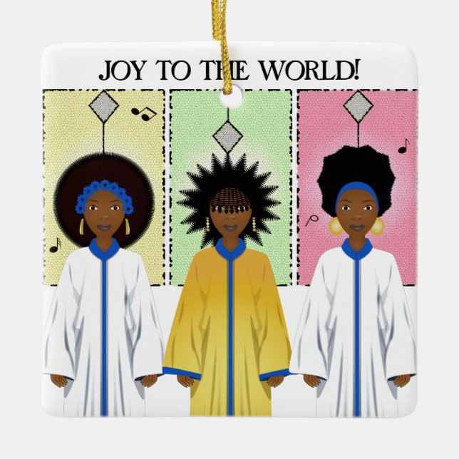 African American Choir Christmas Ceramic Ornament (Front)