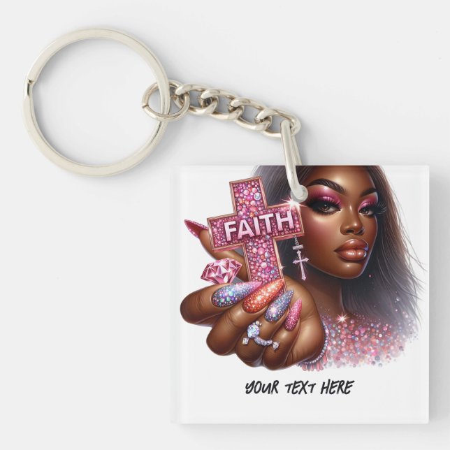 African American Christian “Faith” Inspirational Key Ring (Front)